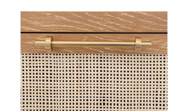 Carla Six Drawer Chest - Cerused Oak, Brass & Cane