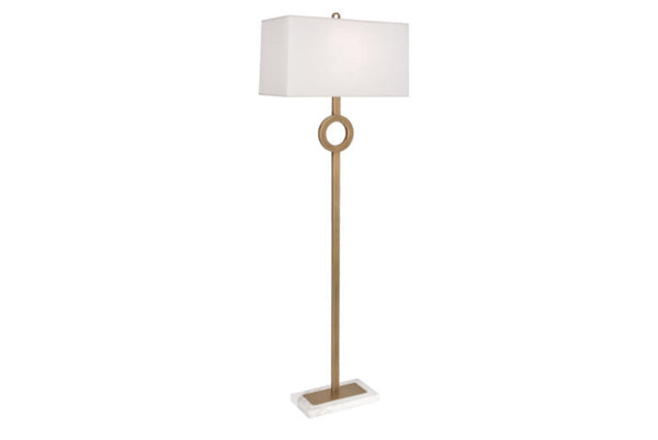 Robert Abbey Oculus Brass/Linen Marble Floor Lamp