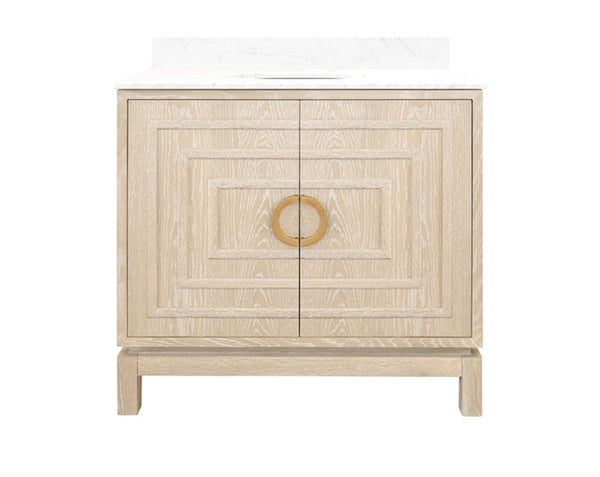 Bixby Art Deco Single Sink Bath Vanity - Cerused Oak, Matte Black, or Matte White