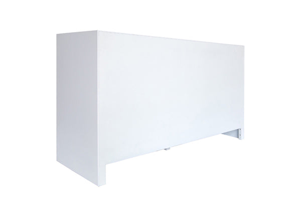 Carla Six Drawer Chest - Matte White Lacquer, Brass & Cane