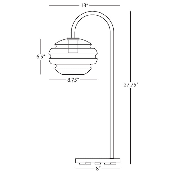 Robert Abbey Horizon Smoke Grey Glass Table Lamp
