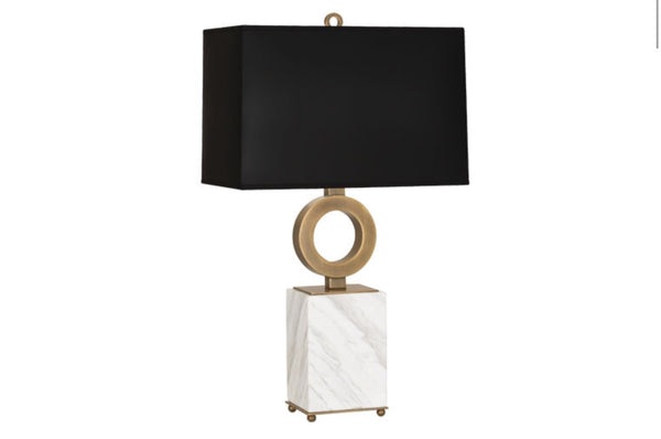 Robert Abbey Oculus White Marble/Black Table Lamp