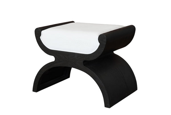 Janna Modern Oak Stool w/Linen Cushion - Espresso