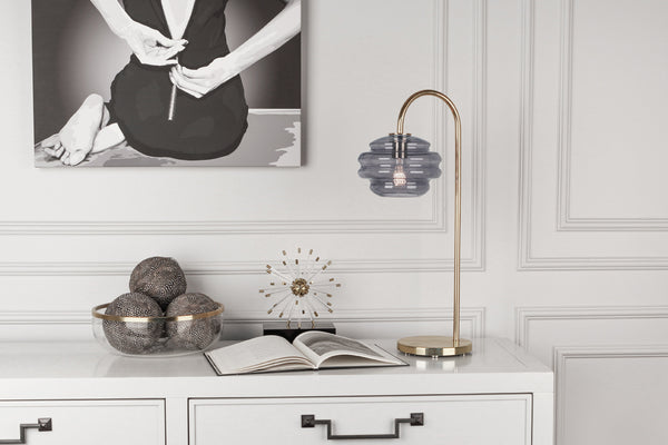 Robert Abbey Horizon Smoke Grey Glass Table Lamp