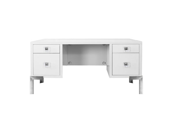 Cosby White Lacquer Four Drawer Desk