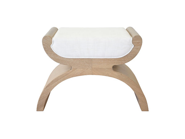 Janna Modern Oak Stool w/Linen Cushion - Cerused Oak