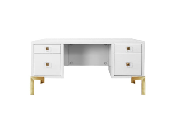 Cosby White Lacquer Four Drawer Desk
