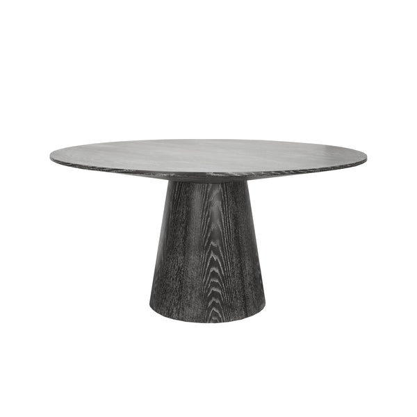 Hamilton 59" Round Pedestal Dining Table - Black Cerused Oak