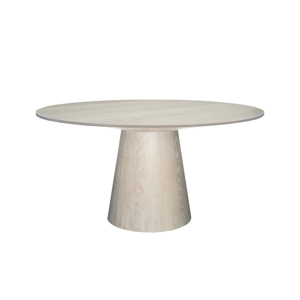 Hamilton 59" Round Pedestal Dining Table - Cerused Oak