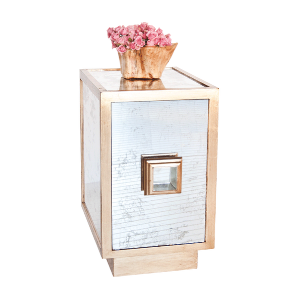 Savannah Gold Leaf & Mirror Accent Table