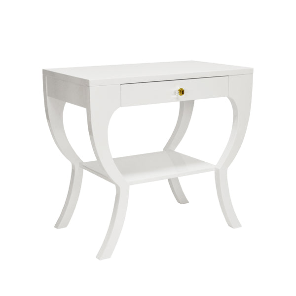 Sonya Glossy White Lacquer Two Tier Side Table
