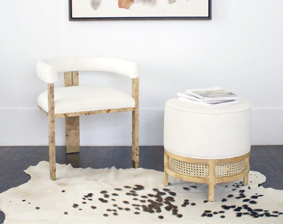 Jude Tri-Leg Burlwood & Linen Accent Chair