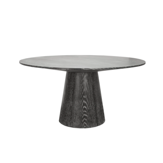 Hamilton 59" Round Pedestal Dining Table - Black Cerused Oak