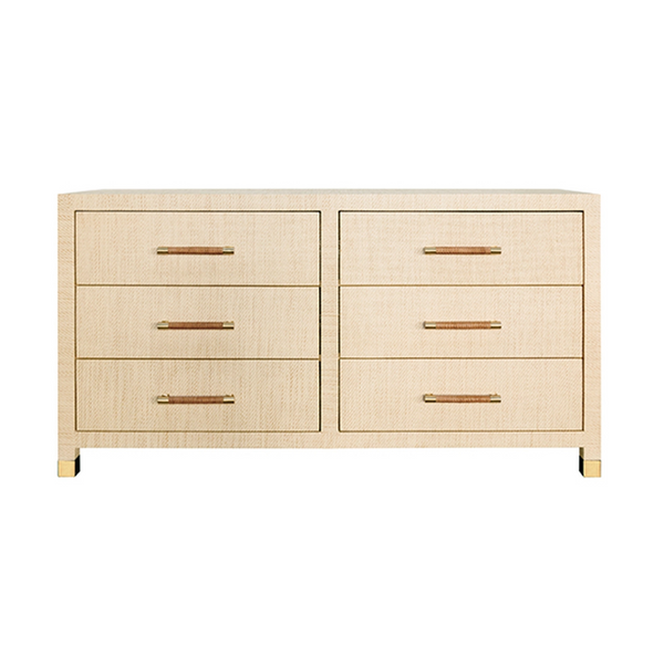Winchester Grasscloth Six Drawer Chest w/Rattan Wrapped Handles