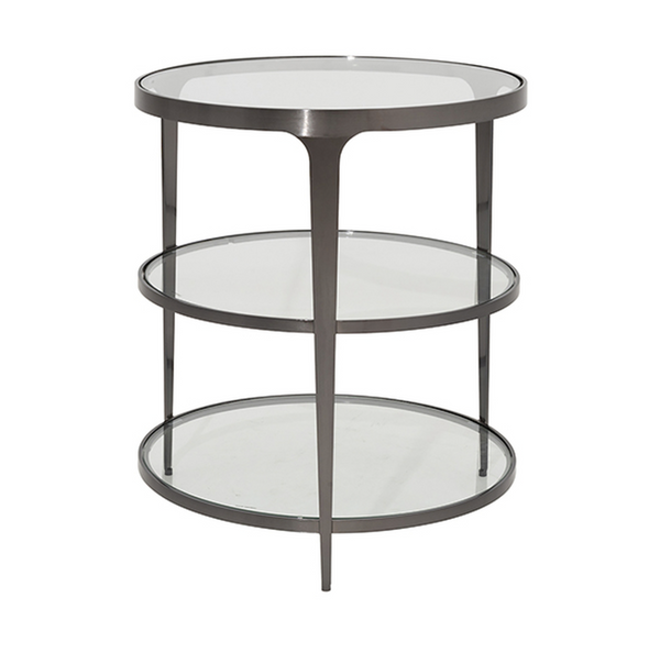 Vienna Three Tier End Table - Glass & Gunmetal