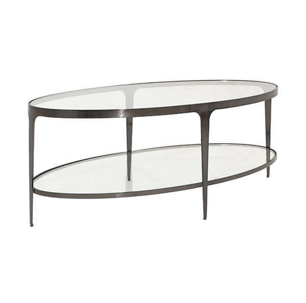Brando Two Tier Oval Coffee Table - Gunmetal & Glass