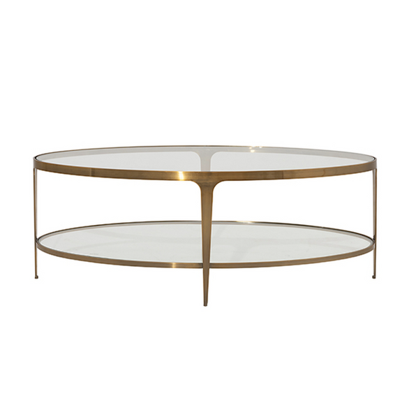 Brando Two Tier Coffee Table - Antique Brass & Glass
