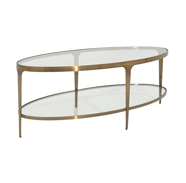 Brando Two Tier Coffee Table - Antique Brass & Glass