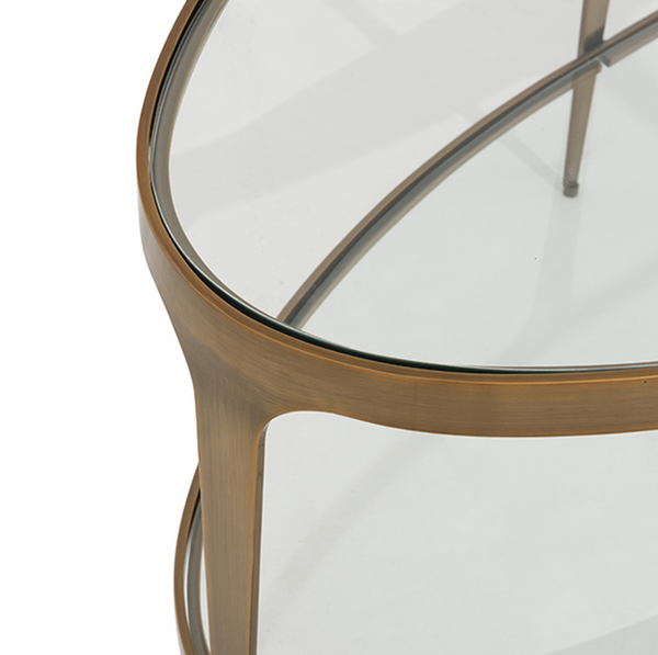 Brando Two Tier Coffee Table - Antique Brass & Glass