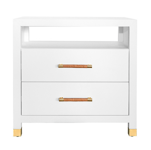 Worlds Away Hancock Side Table White - Matthew Izzo Home