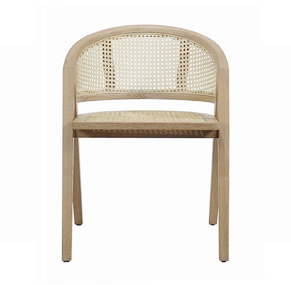 Aero Barrel Back Dining Chair - Cerused Oak & Cane