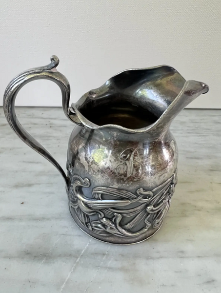 Antique Art Nouveau Silverplate Creamer and Sugar Set - 2 Pieces