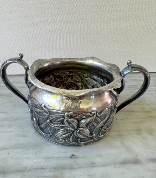 Antique Art Nouveau Silverplate Creamer and Sugar Set - 2 Pieces
