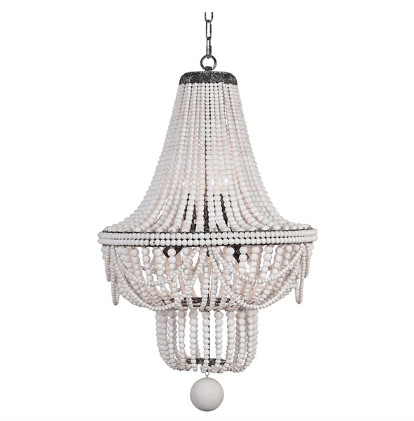 Bella Large French Farmhouse Wood Bead Chandelier - Matthew Izzo Collection