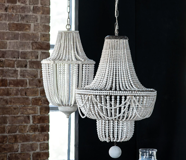 Bella Large French Farmhouse Wood Bead Chandelier - Matthew Izzo Collection