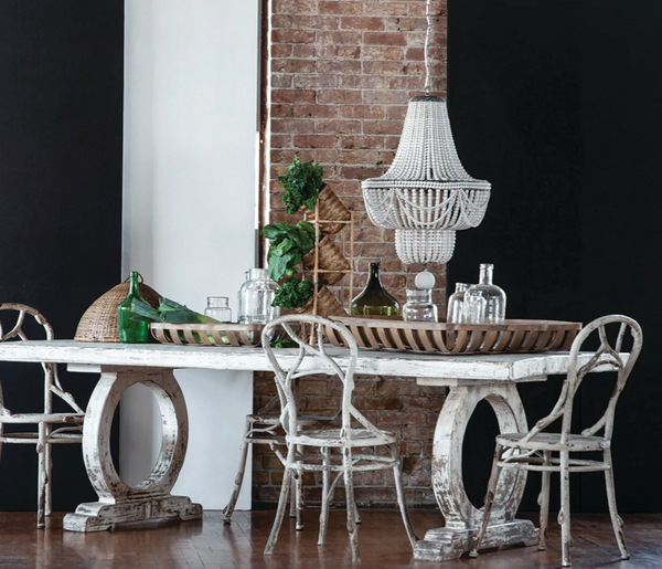 Bella Large French Farmhouse Wood Bead Chandelier - Matthew Izzo Collection