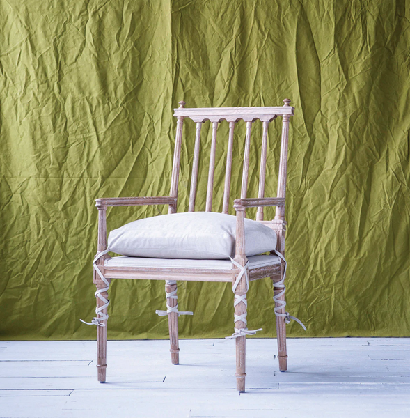 Barnaby French Country Pine Wood Arm Chair w/Cushion- Matthew Izzo Collection