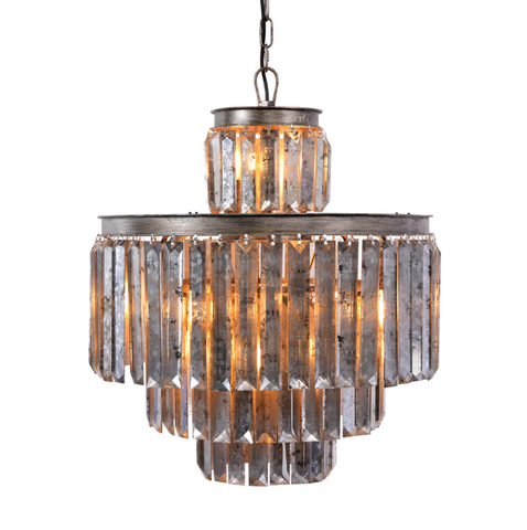 Crossroads Mercury Glass Chandelier, Medium - Matthew Izzo Collection - Matthew Izzo Home