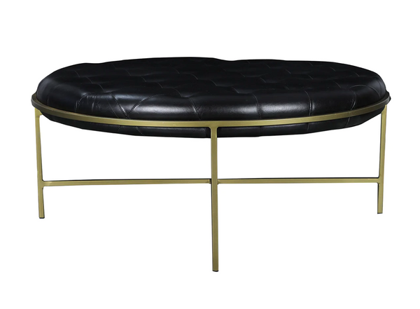 Turin Round Leather Ottoman - Matthew Izzo Collection