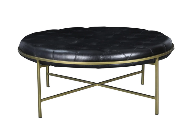 Turin Round Leather Ottoman - Matthew Izzo Collection