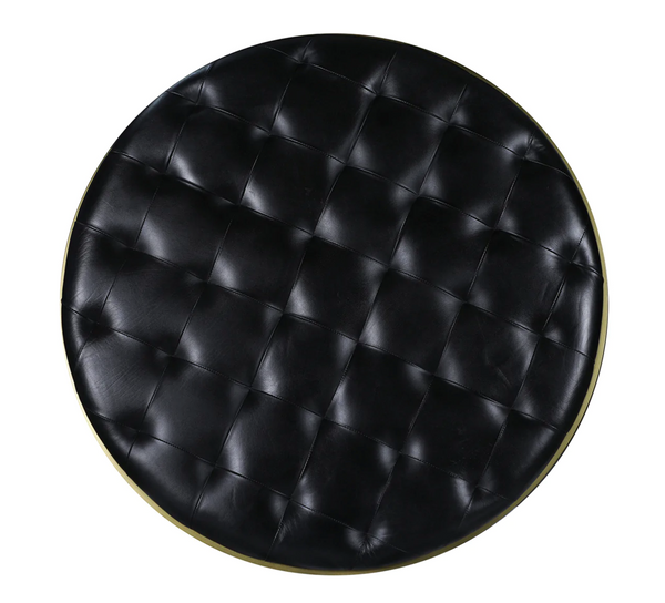 Turin Round Leather Ottoman - Matthew Izzo Collection