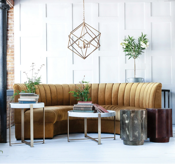 Bella White Marble & Antique Brass Large Tray Table - Matthew Izzo Collection