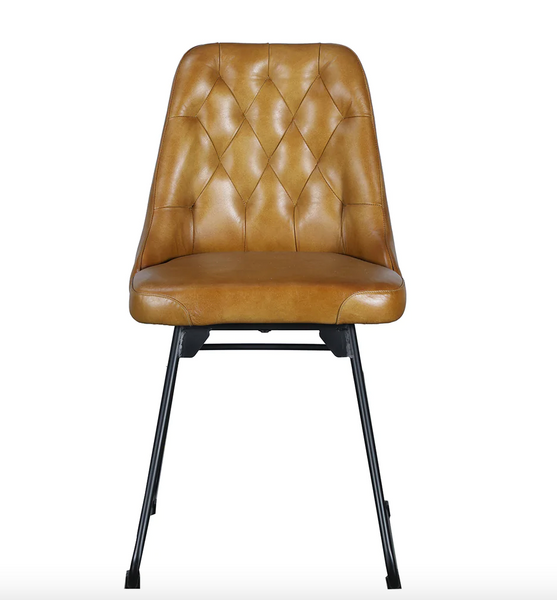 Verona Leather & Iron School Chairs, Set of 2 - Matthew Izzo Collection