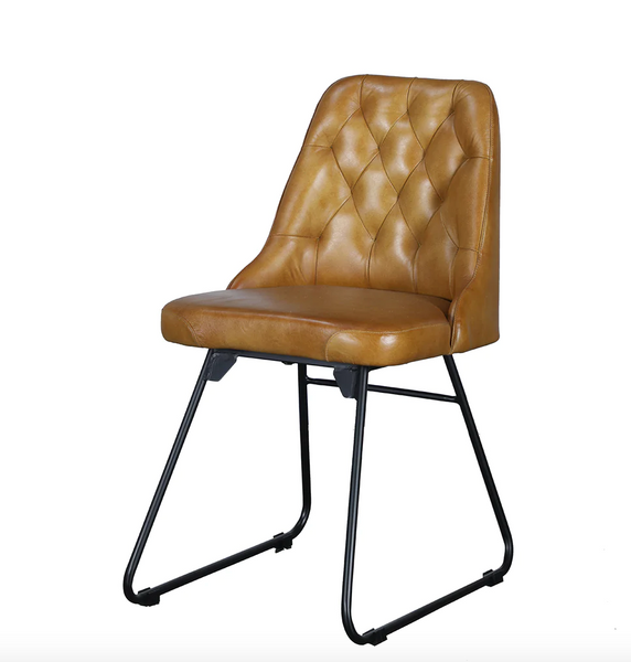 Verona Leather & Iron School Chairs, Set of 2 - Matthew Izzo Collection