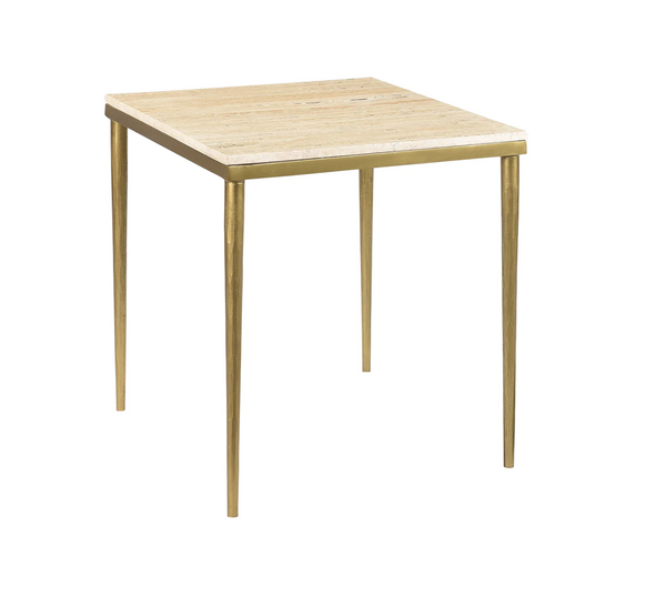 Arlon Travertine & Brass Side Table - Matthew Izzo Collection