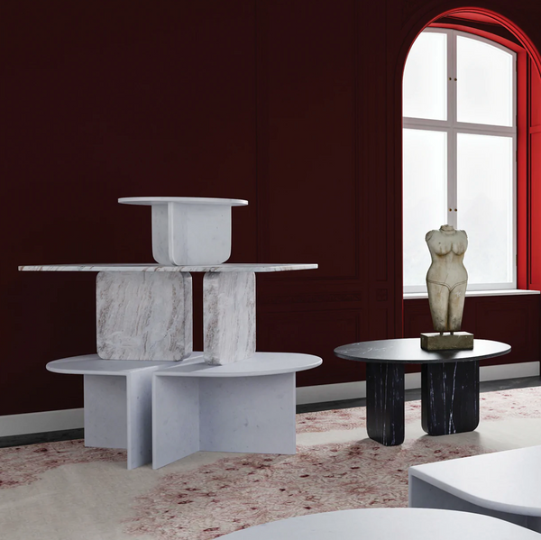 Genoa Low Marble Side Table - Matthew Izzo Collection