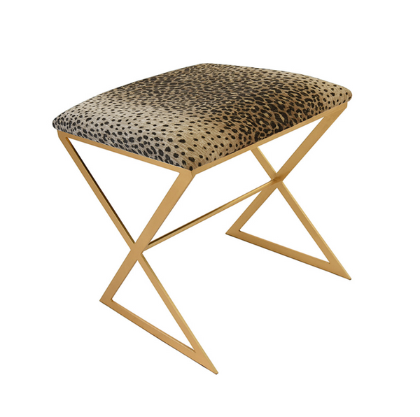 X Side Stool - Cheetah - Gold or Nickel Frame