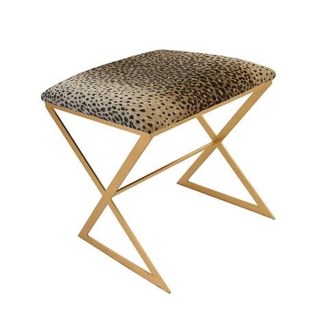 Worlds Away "X" Side Stool - Cheetah - Matthew Izzo Home