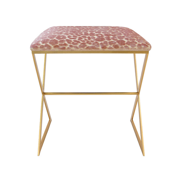X Side Stool - Leopard - Nickel or Gold