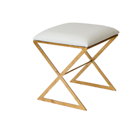 Worlds Away "X" Side Stool - Ostrich - Matthew Izzo Home