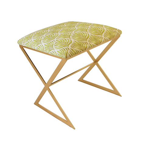 Worlds Away "X" Side Stool - Lemongrass - Matthew Izzo Home