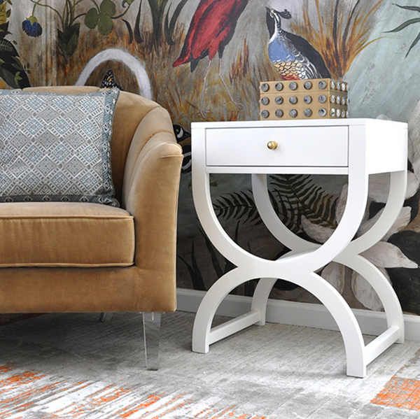 Alexis One Drawer Side Table - Matte White Lacquer