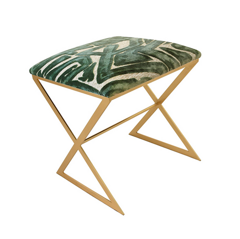 Worlds Away "X" Side Stool - Sea Glass - Matthew Izzo Home