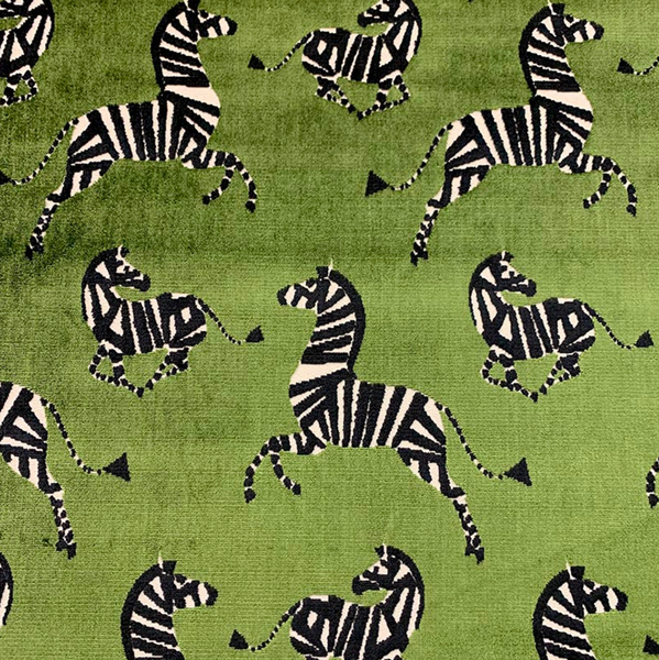 X Side Stool - Zebra in Green - Gold or Nickel