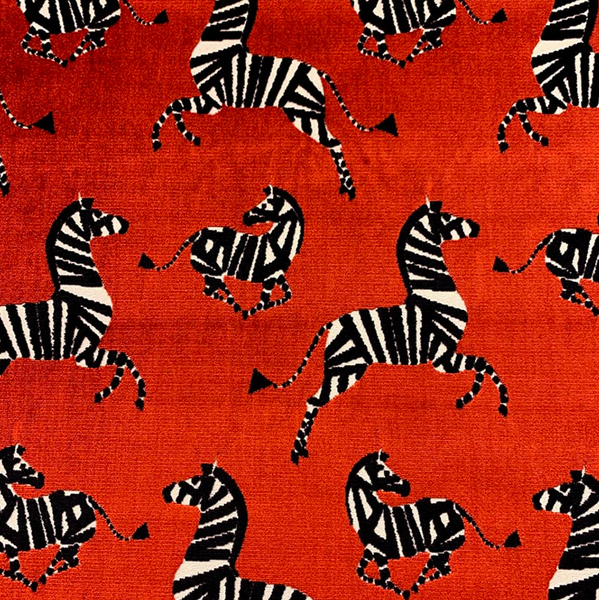 X Side Stool - Zebra in Red - Nickel or Gold