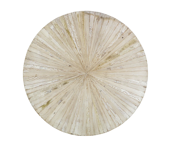 Starburst 59" Round, Bleached Wood & Hammered Metal Dining Table - Matthew Izzo Collection